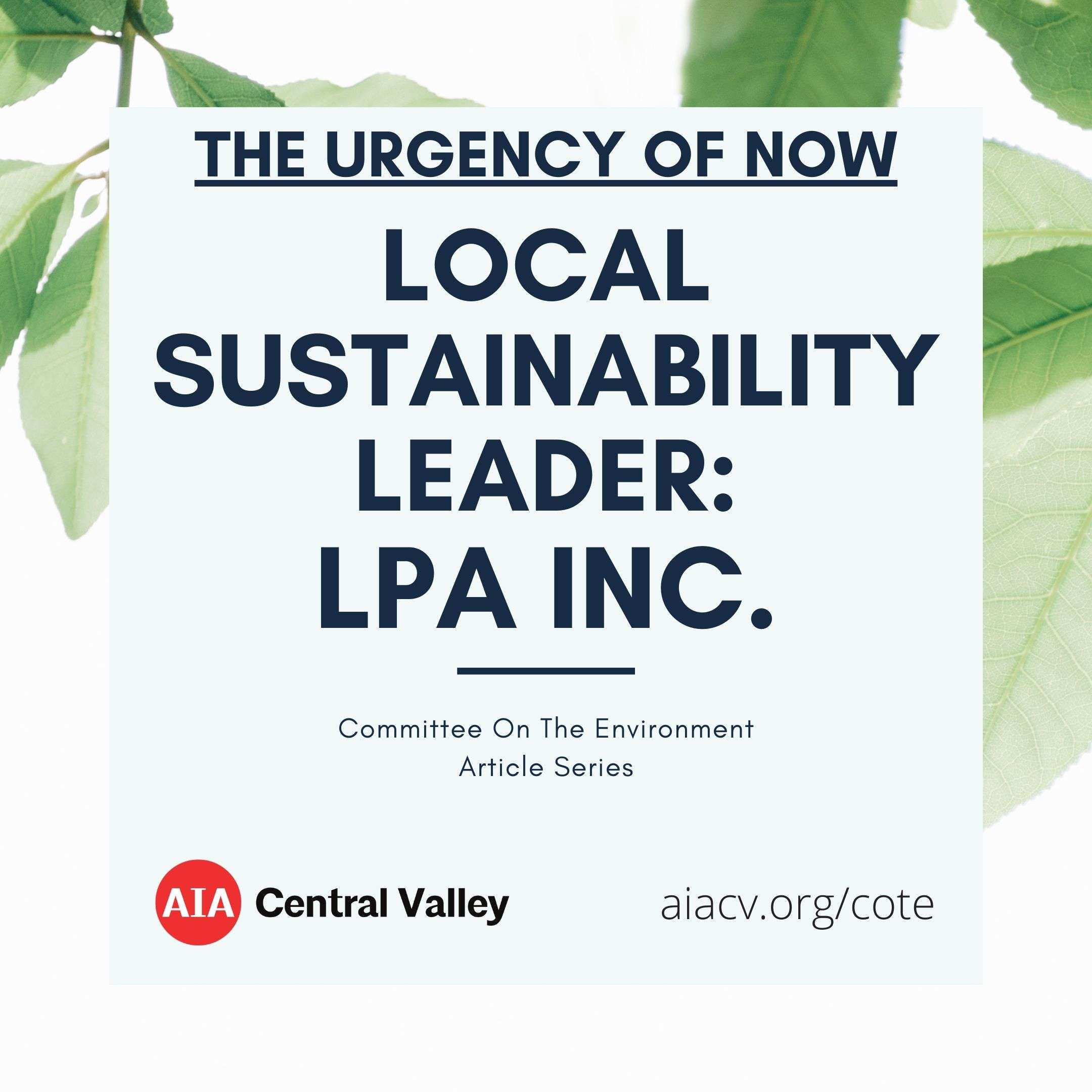 Local Sustainability Leader: LPA Inc.